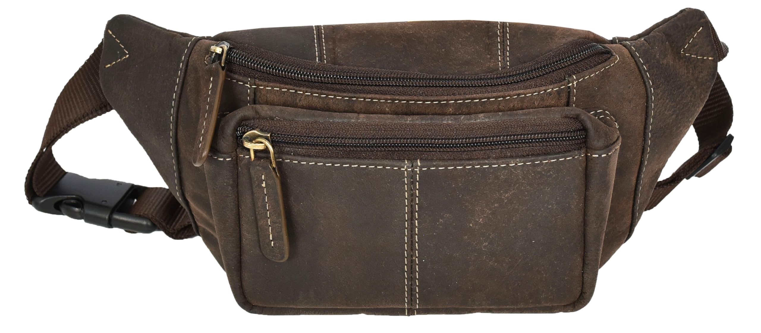 Genuine Leather Waist Bum Bag Compact Travel Organiser Pouch Turner (Oil Brown)