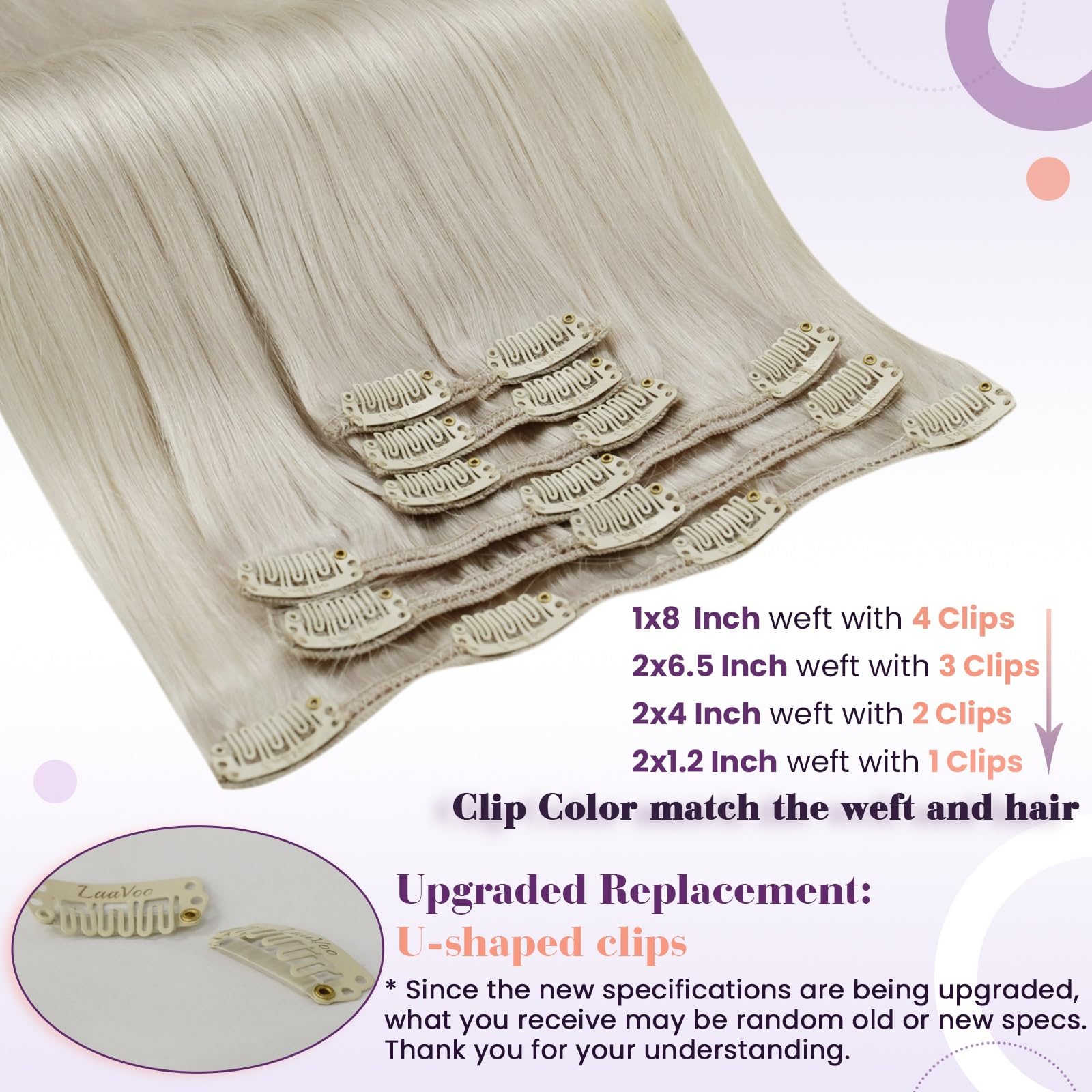 LaaVoo Blonde Clip in Hair Extensions Real Hair Extensions Clip in 16 Inch 120g 7pcs Full Head Straight Remy White Blonde Hair Double Weft #60 - Image 3