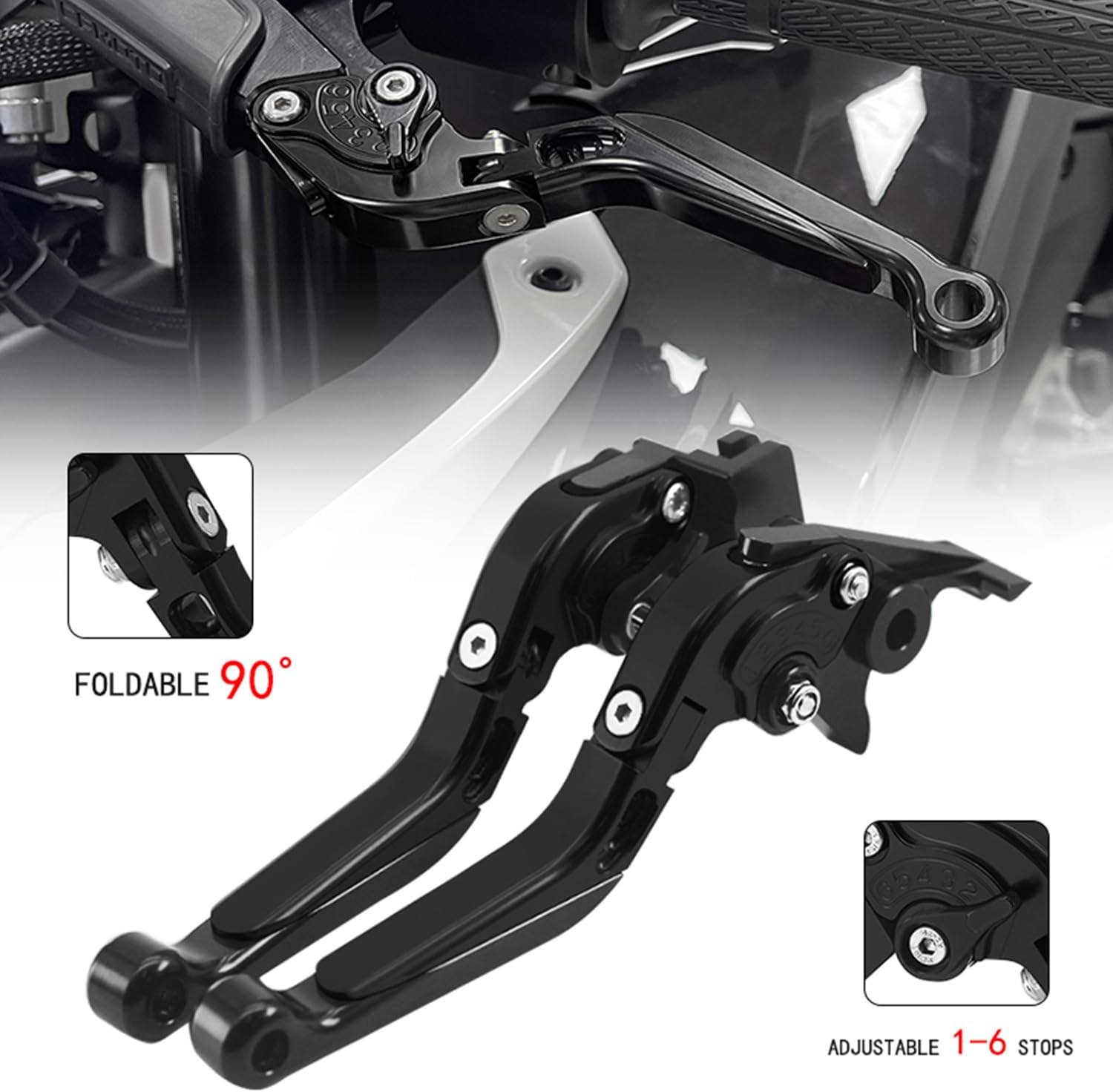 Adjustable Motorcycle Brake Clutch Levers Extendable Fit for VulcanS 650 15-24 / Ninja650 Z900 Z650 ER6F 17-24 / ZX25R 20-24 / Z650RS 22-24 / Fit for Versys 650 15-24 Handlebars Brake Clutch Levers