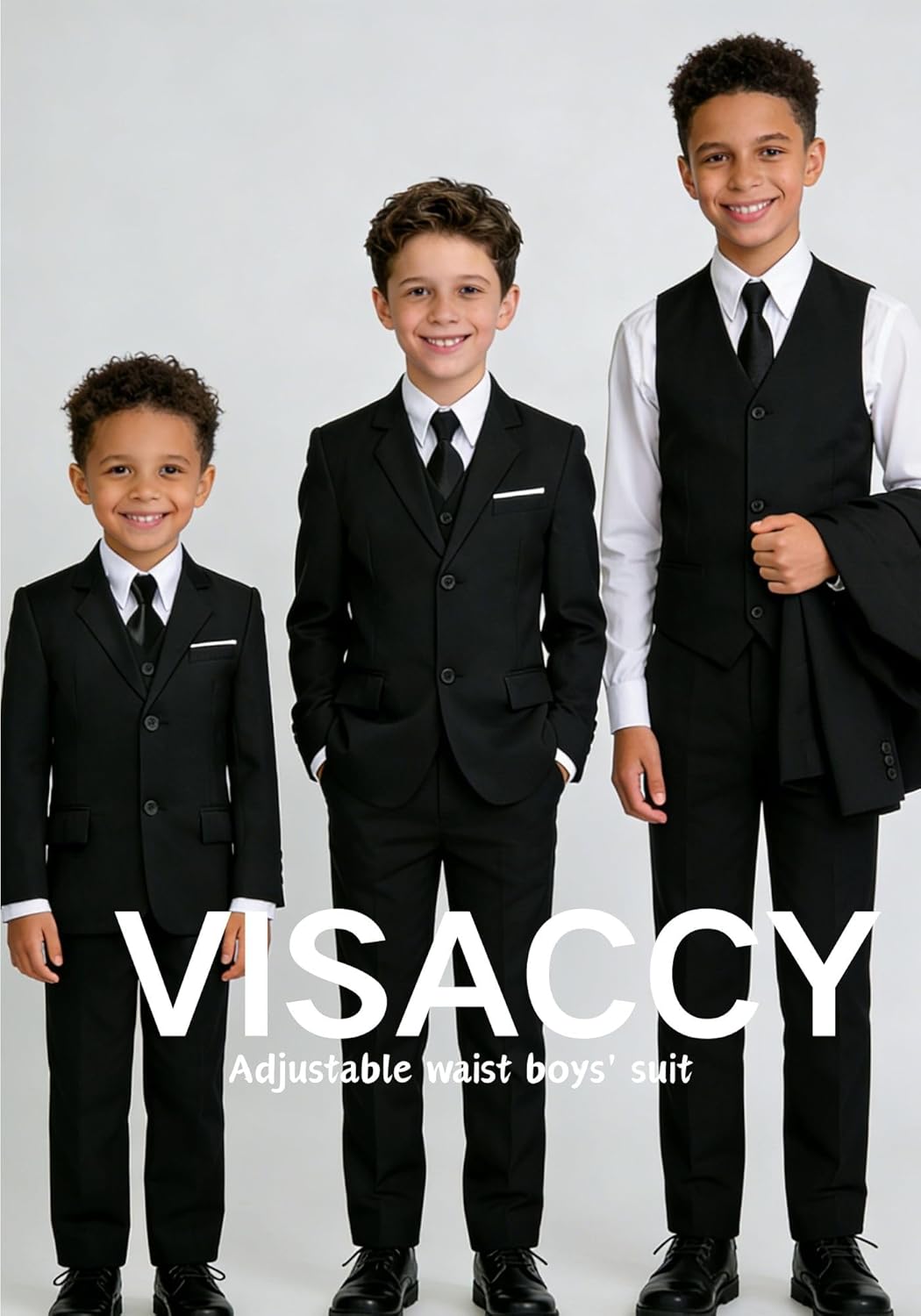 Visaccy Boys Formal Suit Slim Fit Dress Clothes Ring Bearer Outfit Tuxedo Suits,Adjustable Waist - Image 4