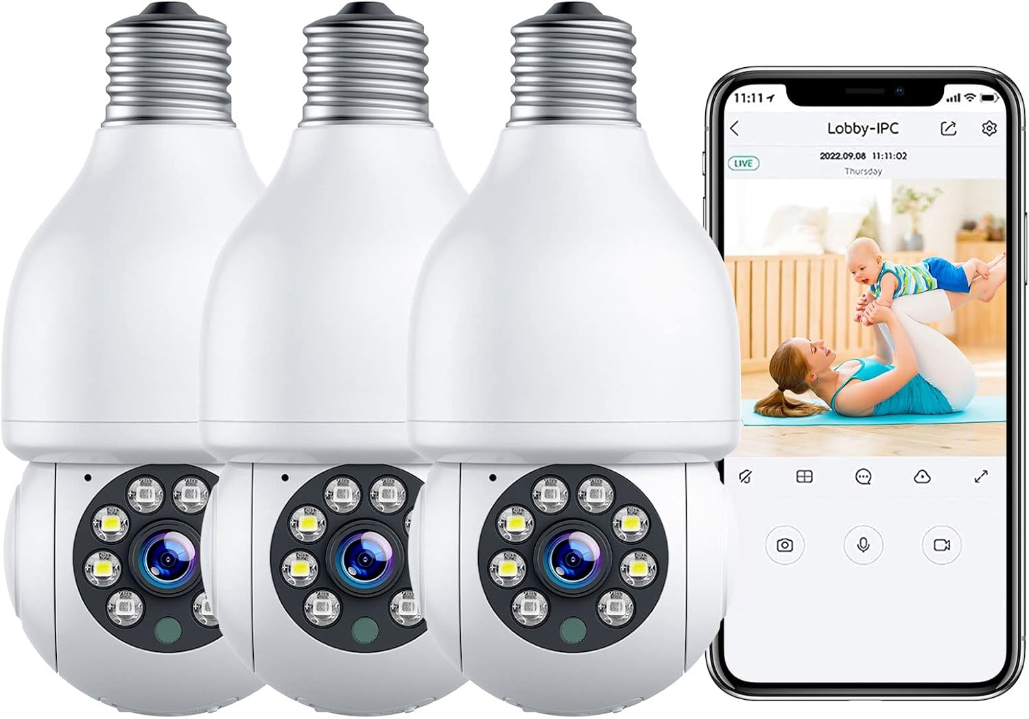 Light Bulb Security Camera, Work with Alexa, Light Bulb