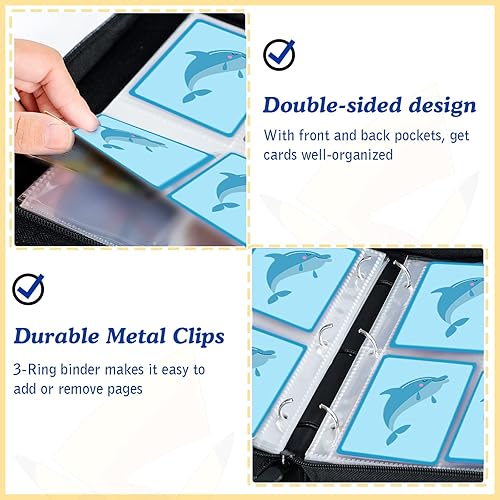 Miniatura 6 de TiMOVO Carpeta de 4 bolsillos, se adapta a 400 bolsillos con 50 fundas extraíbles, soporte para álbum de coleccionista de tarjetas para
