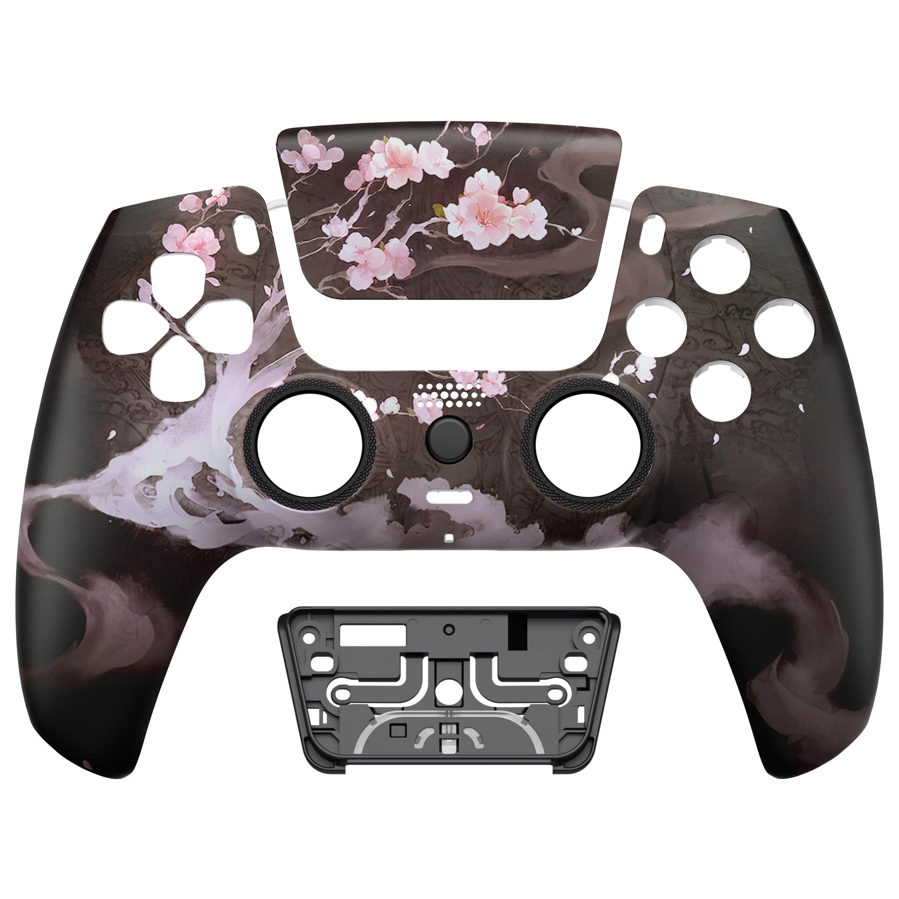 eXtremeRate Re-Design Luna Front Hülle für ps5 Controller BDM-010/020/030/040/050/060-Aufblühen im Dunkeln | Integriertes DIY-Ersatz Gehäuse&Accent-Ring&Touchpad Cover Zubehör für ps5 Gamepad