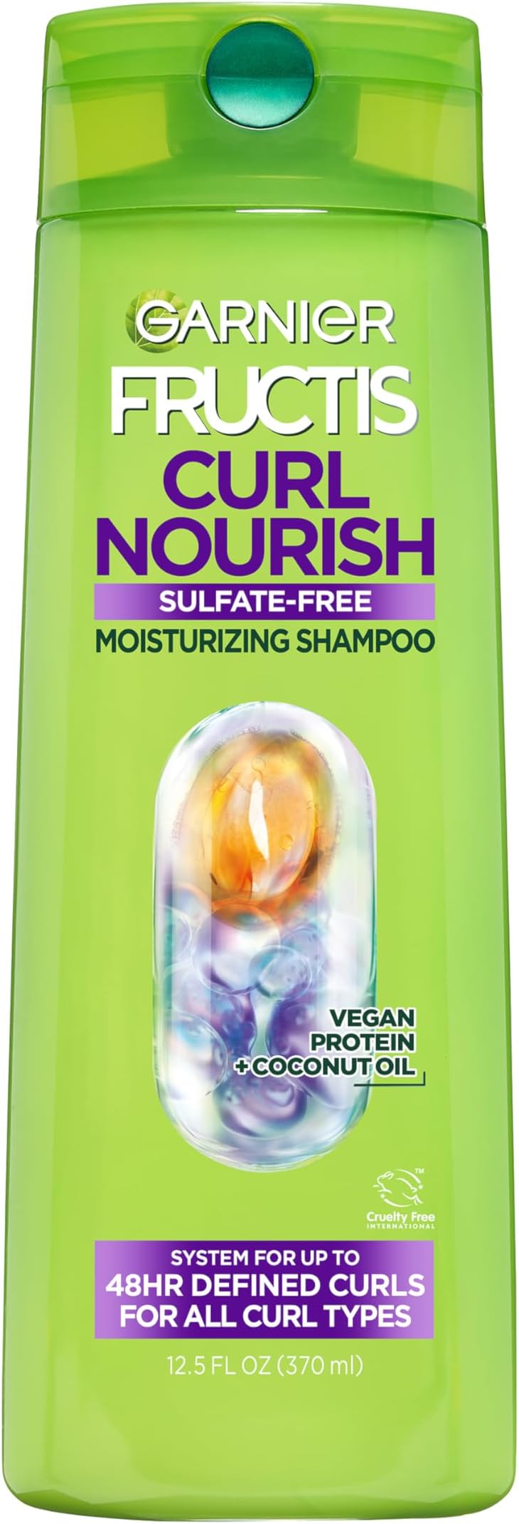 Fructis Curl Nourish Sulfate Free Moisturizing Shampoo, 12.5 Fl Oz, 1 Count (Packaging May Vary)
