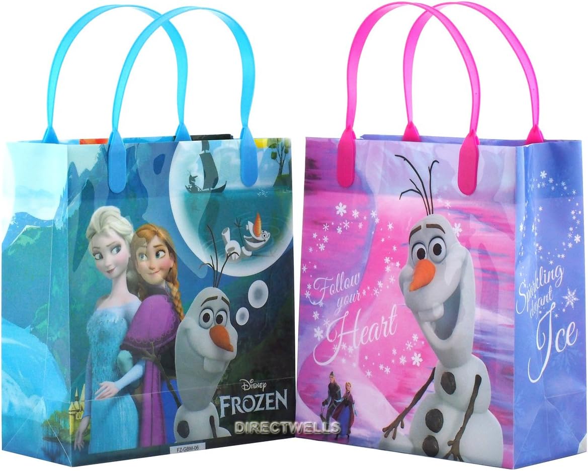 Disney Frozen " Follow Your Heart " Premium Quality Party Favor Reusable Goodie Medium 8" Gift Bags 12 (12 Bags)