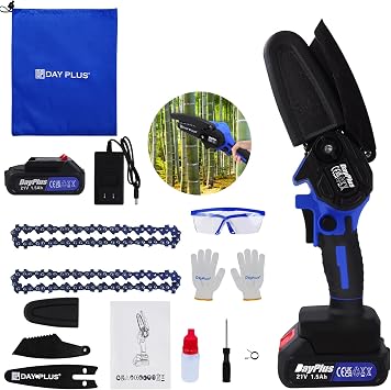21V Max Cordless Chainsaw Kit with 1.5Ah Battery and Charger, 4-Inch Brushless Chainsaw, Cordless Power Chain Saws with Security Lock, Handheld Small Chainsaw for Wood Cutting Tree Trimming