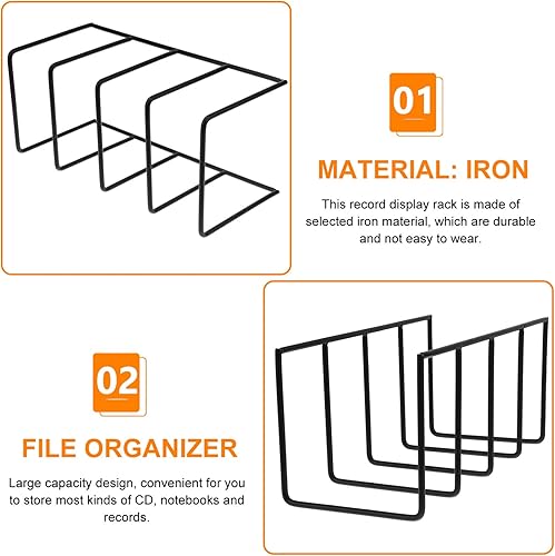 Miniatura 9 de Alipis 1 estante de exhibición de discos de vinilo de alambre de metal para colección de CD, soporte de almacenamiento de discos de vinilo,