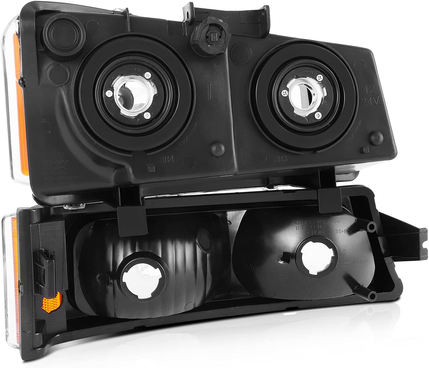Headlight Assembly Black Housing Fit For Chevy Avalanche 1500 2500 2003-2006,For Chevy Silverado 1500 2003 2005-2006 For Chevy Silverado 2500 2003-2006,Pair of HeadLamp Assembly