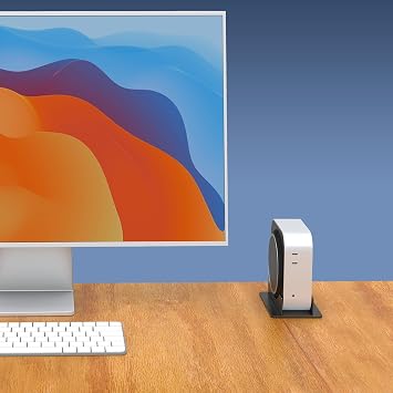 Metal Desktop Stand for 2024 Mac mini M4/M4 Pro, Perfect for Desk Organization and Heat Dissipation,Soft Cushioned Protection, Space-Saving Design- Black