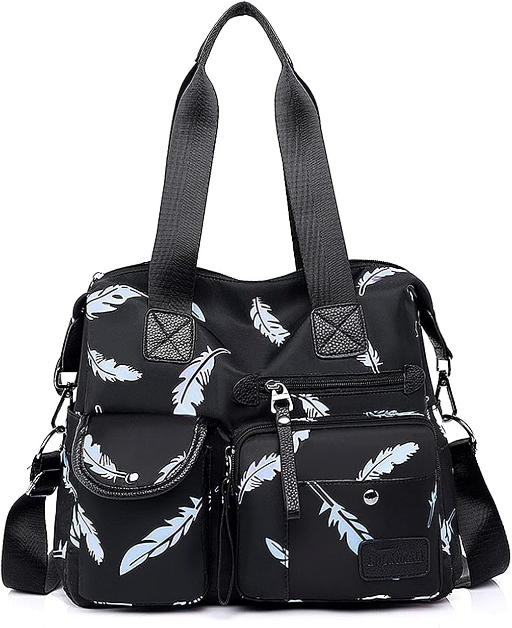 Women Lightweight Nylon Tote Bag Multiple Pockets Top Handle Handbag Ladies Purse Work Totes Travel Crossbody Shoulder Bag