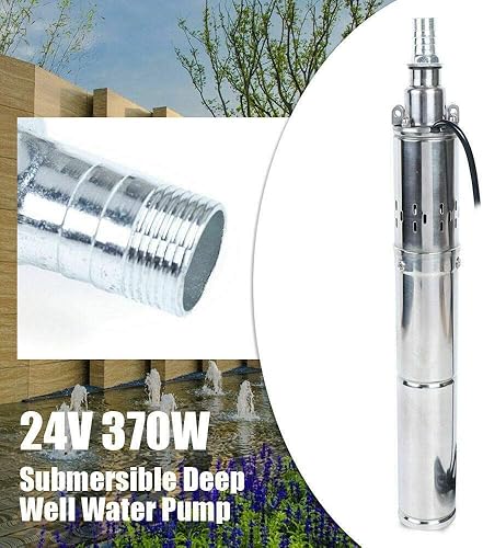 Miniatura 3 de TBVECHI Bomba de pozo profundo, bomba de agua solar de 24 V 370 W, cabezal de bomba sumergible solar de pozo profundo, 213.3 ft (24 V 370 W)