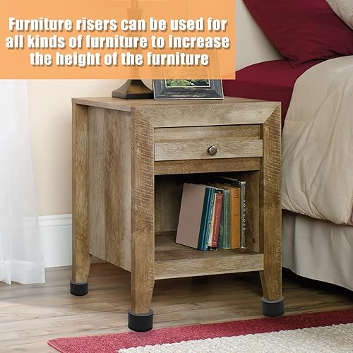 Miniatura 5 de Biaungdo 4 elevadores de muebles autoadhesivos, elevadores cuadrados para muebles, cama de acero al carbono resistente, para sofá, silla, elevadores