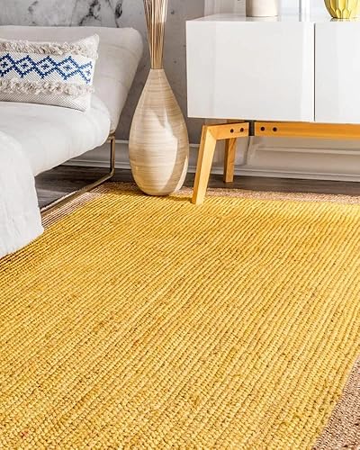 Miniatura 2 de Durrie India Bohemian Collection - Alfombra decorativa de yute hecha a mano con flecos, colección de fibra natural, 5 x 7 pies 6 pulgadas, para sala