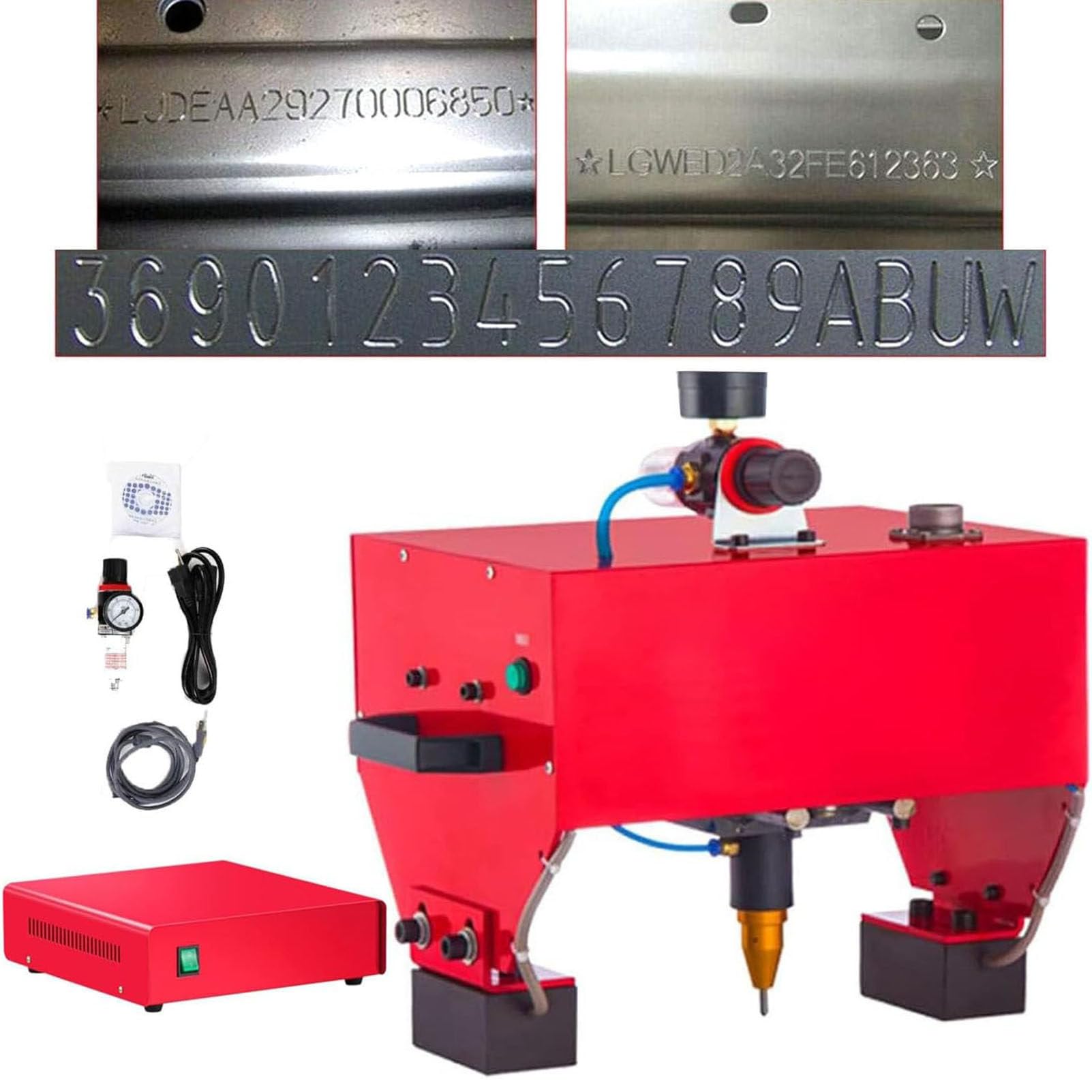 Máquina de grabado para marcado de metal, marcado neumático para letras, números de serie, códigos VIN, fechas y gráficos