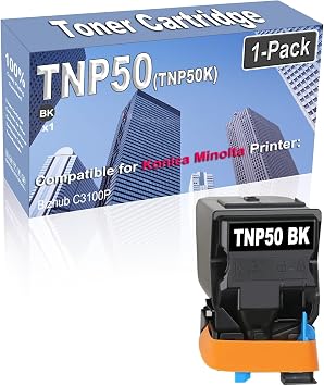 1-Pack Compatible High Capacity TNP50 TNP-50 TNP50K A0X5134 Black Toner Cartridge use for Konica Minolta Bizhub C3100P Printer Black