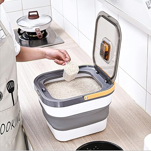 XBLDMJY Contenedores de almacenamiento de arroz plegables,Cubo de arroz plegable de 22 libras,Contenedor de almacenamiento de alimentos para