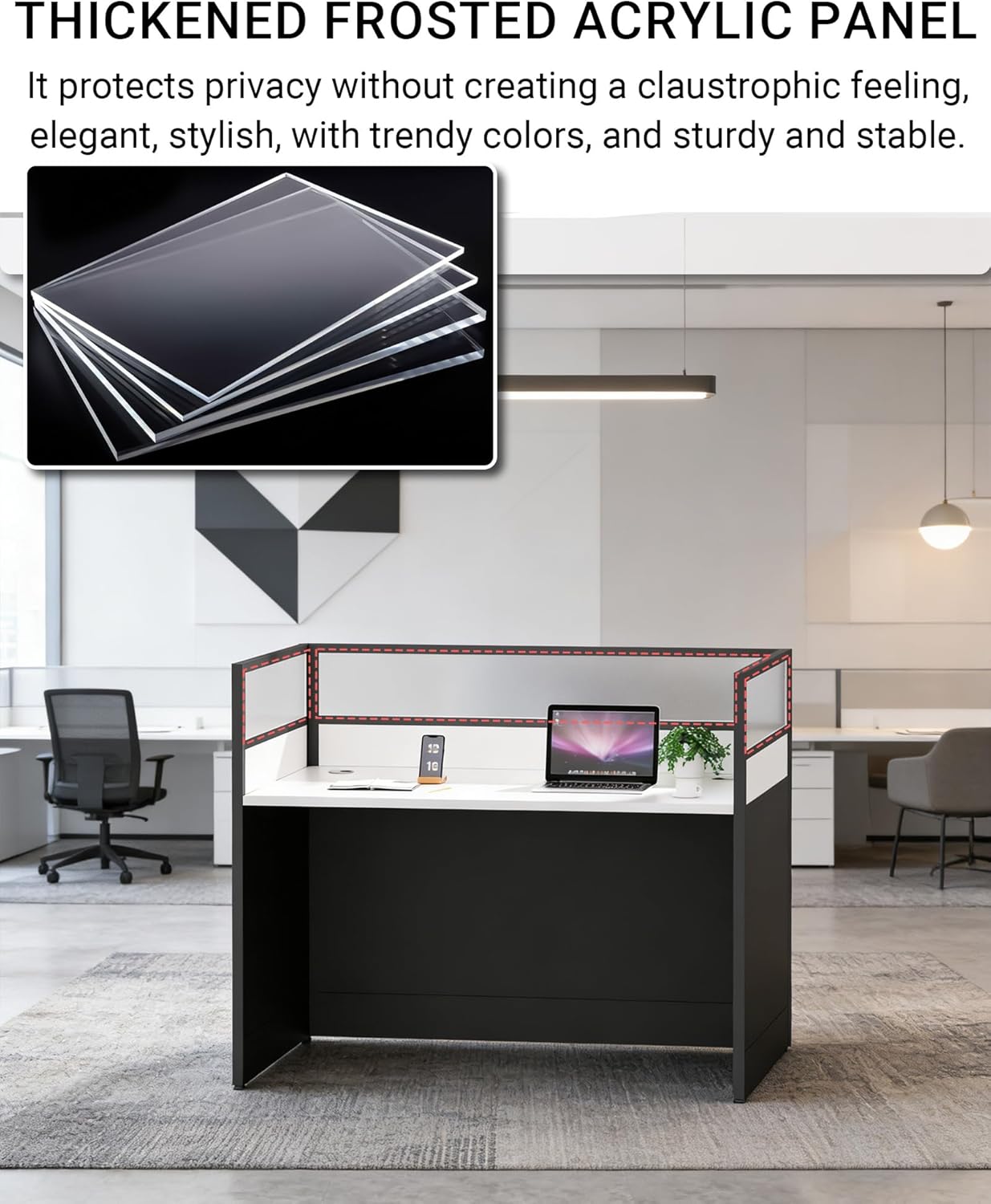 Nykto Office Cubicle Desk, Office Cubicle Workstation, Cubicle Desk with Privacy Panels, Cubicles Desks Computer for Offices with Cable Grommet, for Startups/Home/Offices, (3 Person-S, Black)