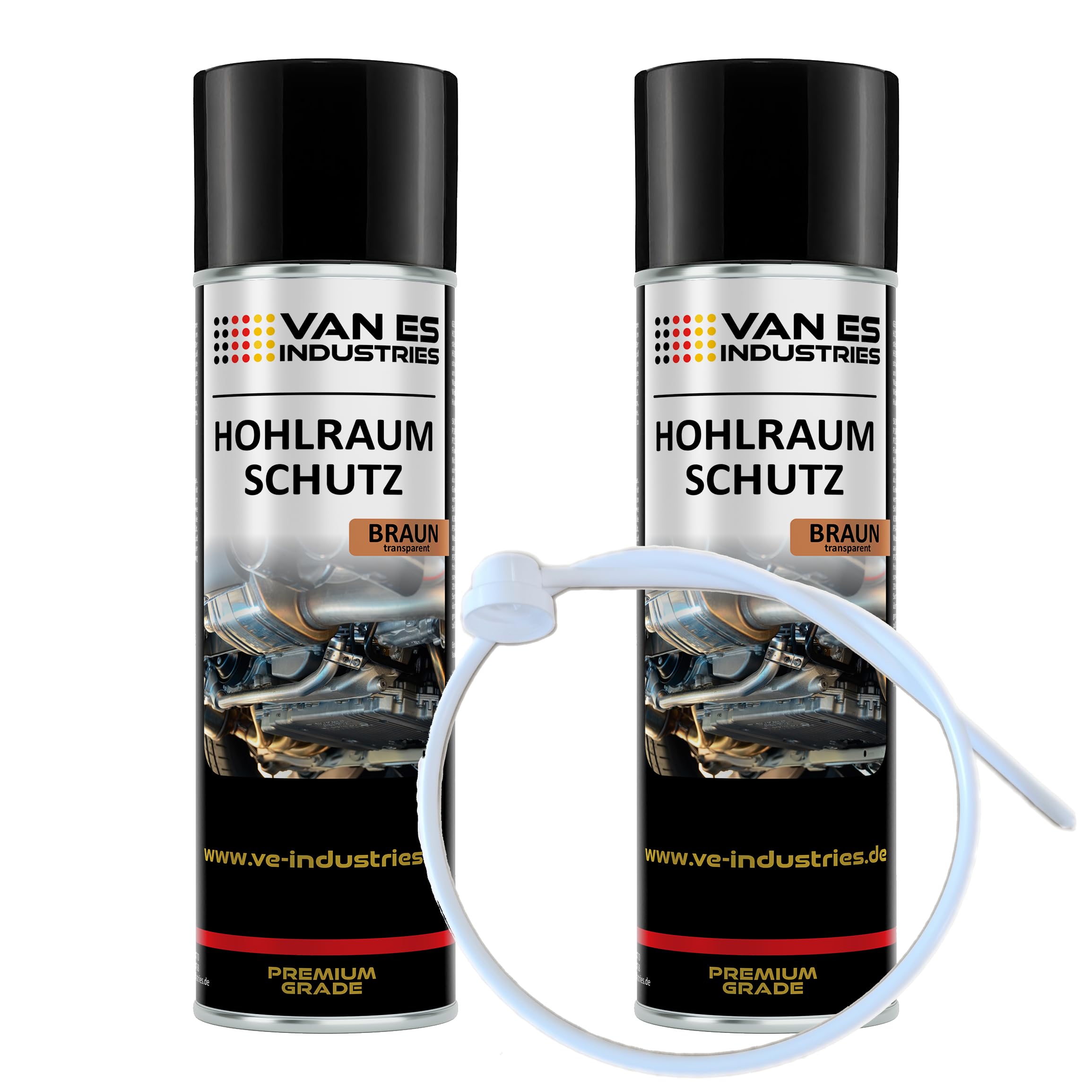 VE-INDUSTRIES 2X Hohlraumschutz Hohlraumversiegelung Spray 500ml Wachs + 60cm Sonde