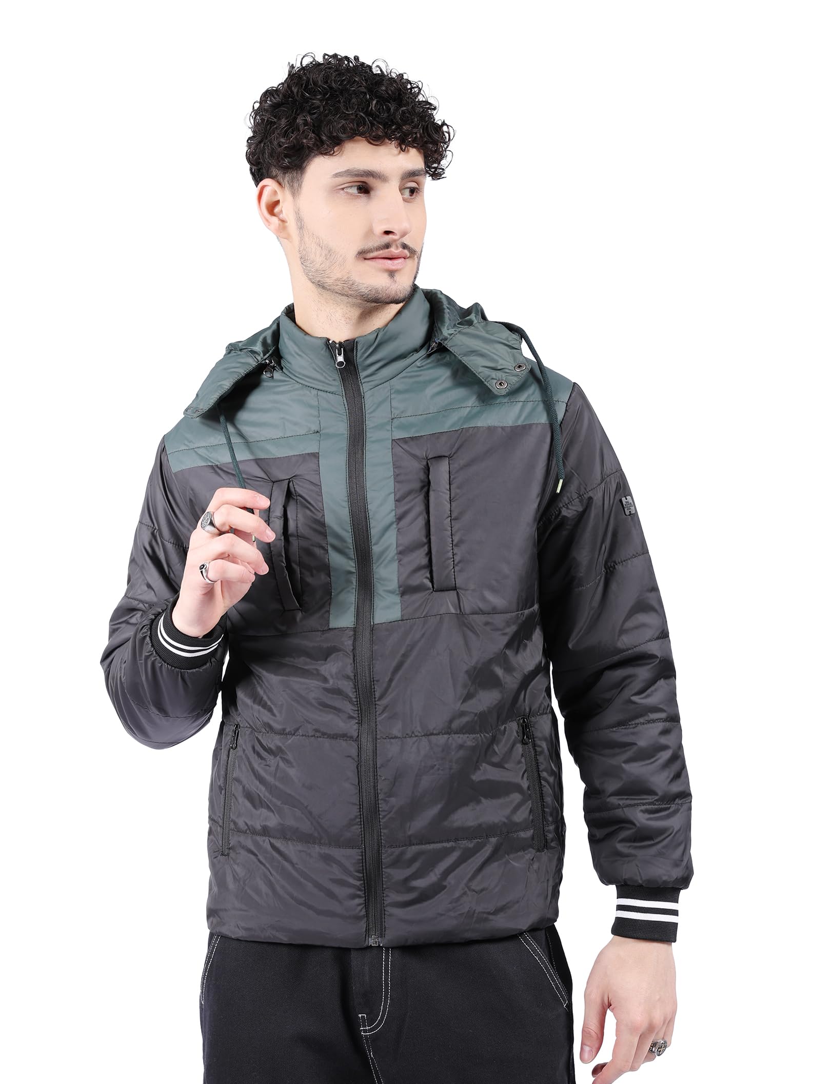 the indian garage co Men Polyester Standard Length Slim Fit Solid Puffer Jackets-picture-36