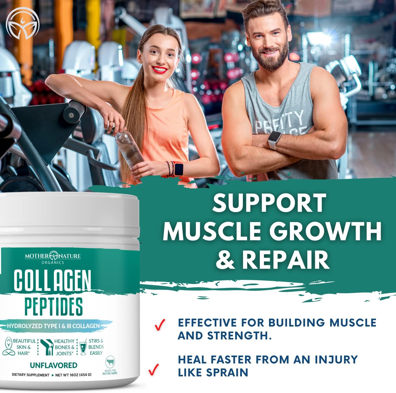 Collagen Peptides Powder Type I & III for Healthy Skin, Hair & Nails, Joint Support, and Muscle Growth, Unflavored - Hydrolyzed - Grass-Fed, Non-GMO, Keto-Friendly for Women and Men