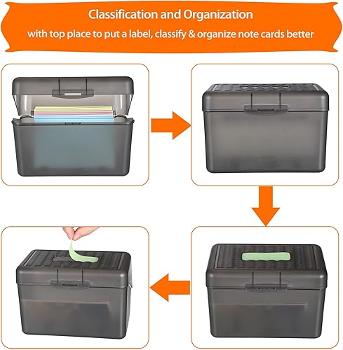 Miniatura 4 de BTSKY 1 paquete de caja de tarjetas de índice de 4 x 6 pulgadas, caja de tarjetas de índice, caja de tarjetas de recetas, organizador de