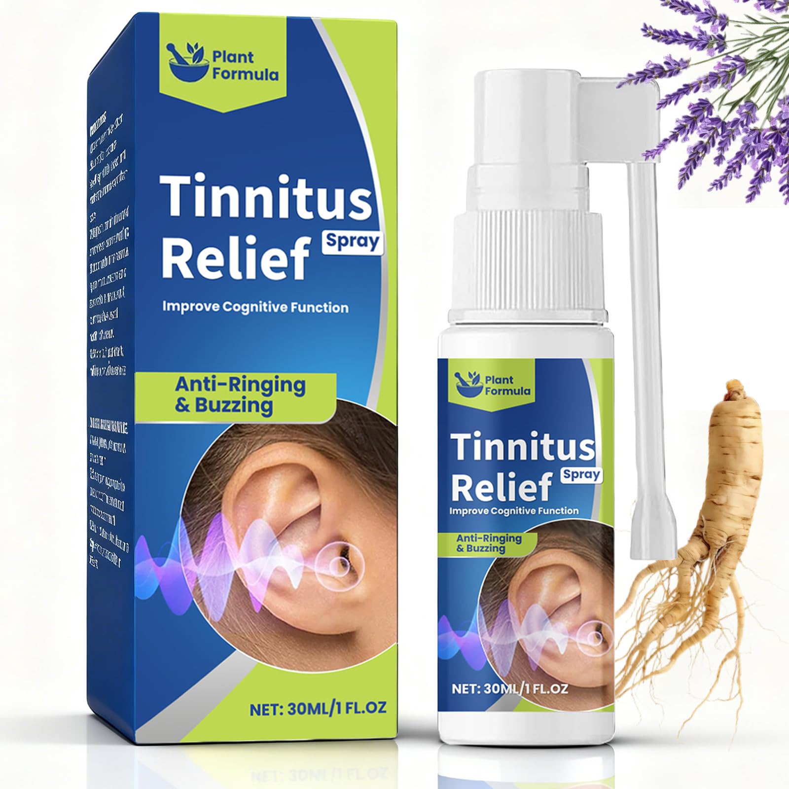 Natural Tinnitus Relief Spray - Natural Ear Drops to Soothe Ringing Ears & Support Hearing Health, Gentle & Safe for Instant Comfort