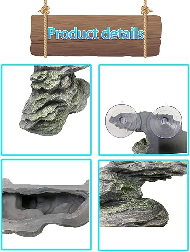 Miniatura 5 de kathson Plataforma de tortuga con ventosa para escalar tortuga, resina, decoración de escalones de resina, decoración de reptiles, hábitat,