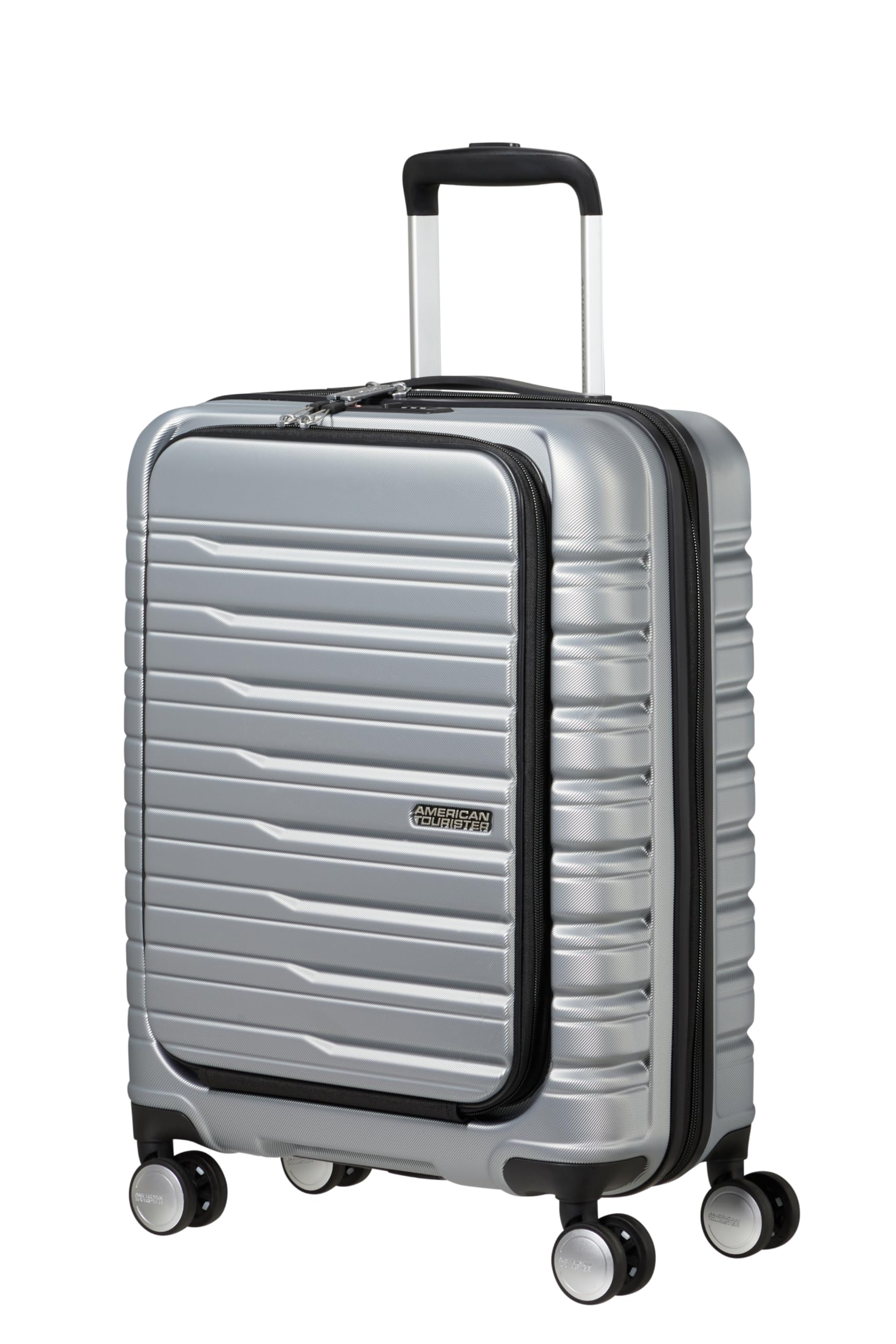 American Tourister Flashline - Spinner S, Hand Luggage with Front Loading, 55 cm, 34 L, Silver (Sky Silver)