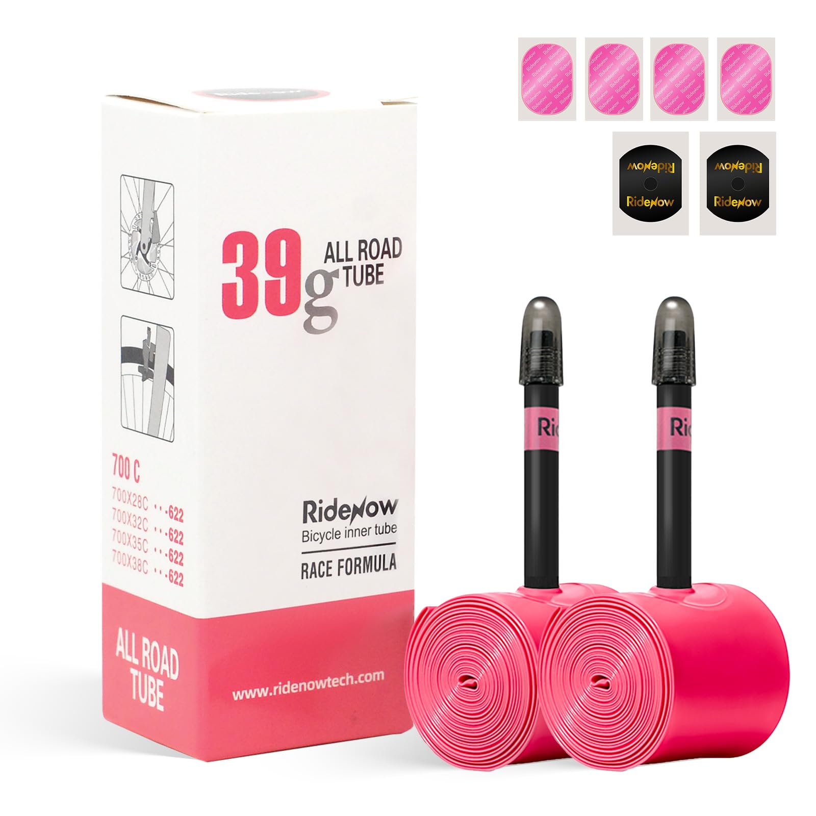 RideNow 39g 2-Pack TPU Inner Tube 700 x 28C-38C with 45mm Presta Valves