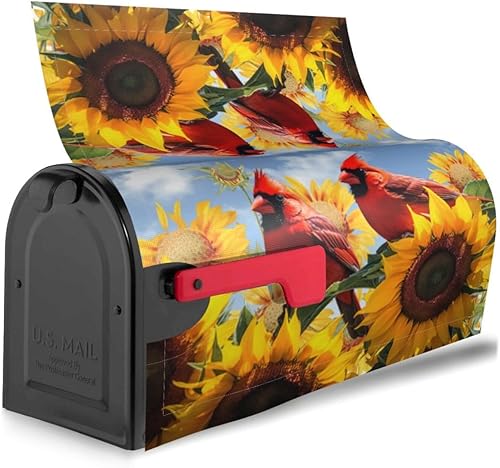 Miniatura 128 de Winter Cardinal Birds - Funda magnética para buzón, tamaño estándar de 25.5 x 21 pulgadas, diseño de pájaros rojos navideños para buzón