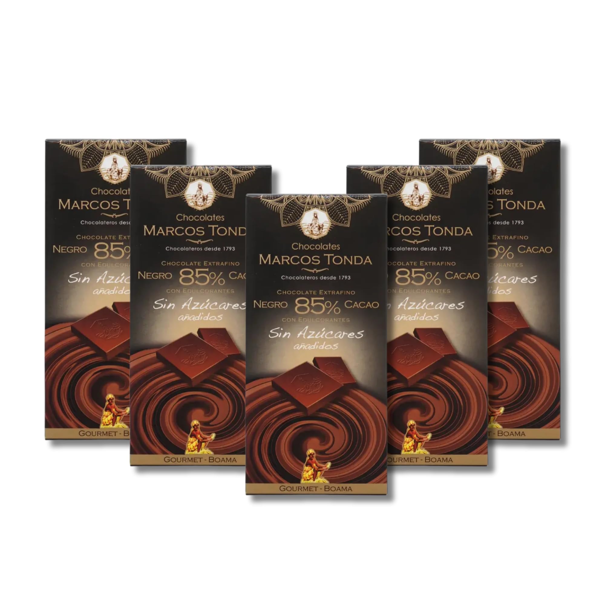 Chocolates Marcos Tonda – Chocolate Gourmet Boama X5 | Chocolate Negro 85% Cacao X5 | Chocolate Sin Azucar Añadido | Chocolates Originales Para Regalar | Desde 1793
