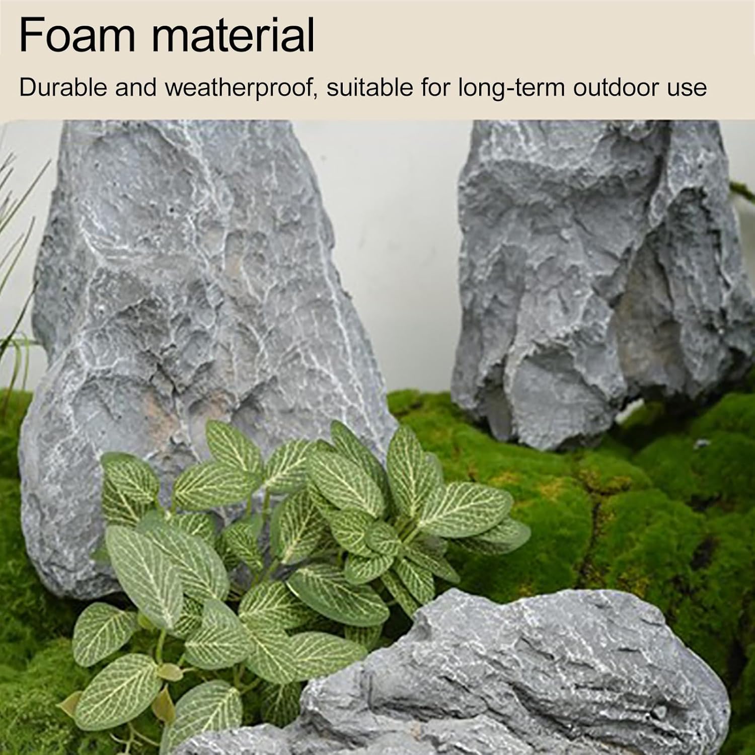 Artificial Landscape Rock Cover, PU Foam Boulder for Garden Décor, Aquarium, and Photography