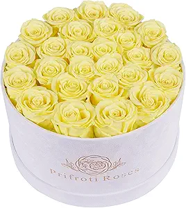 27 Roses in a Luxury Suede Box, Mother Day Flowers Gifts for Mom, Preserved Flowers for Her, Birthday Gifts for Women, Yellow