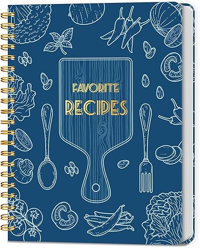 Miniatura 14 de LuBudingJoy Cuaderno de recetas en blanco para escribir en tus propias recetas, página completa de Sprial de tapa dura, organizador de recetas Negro