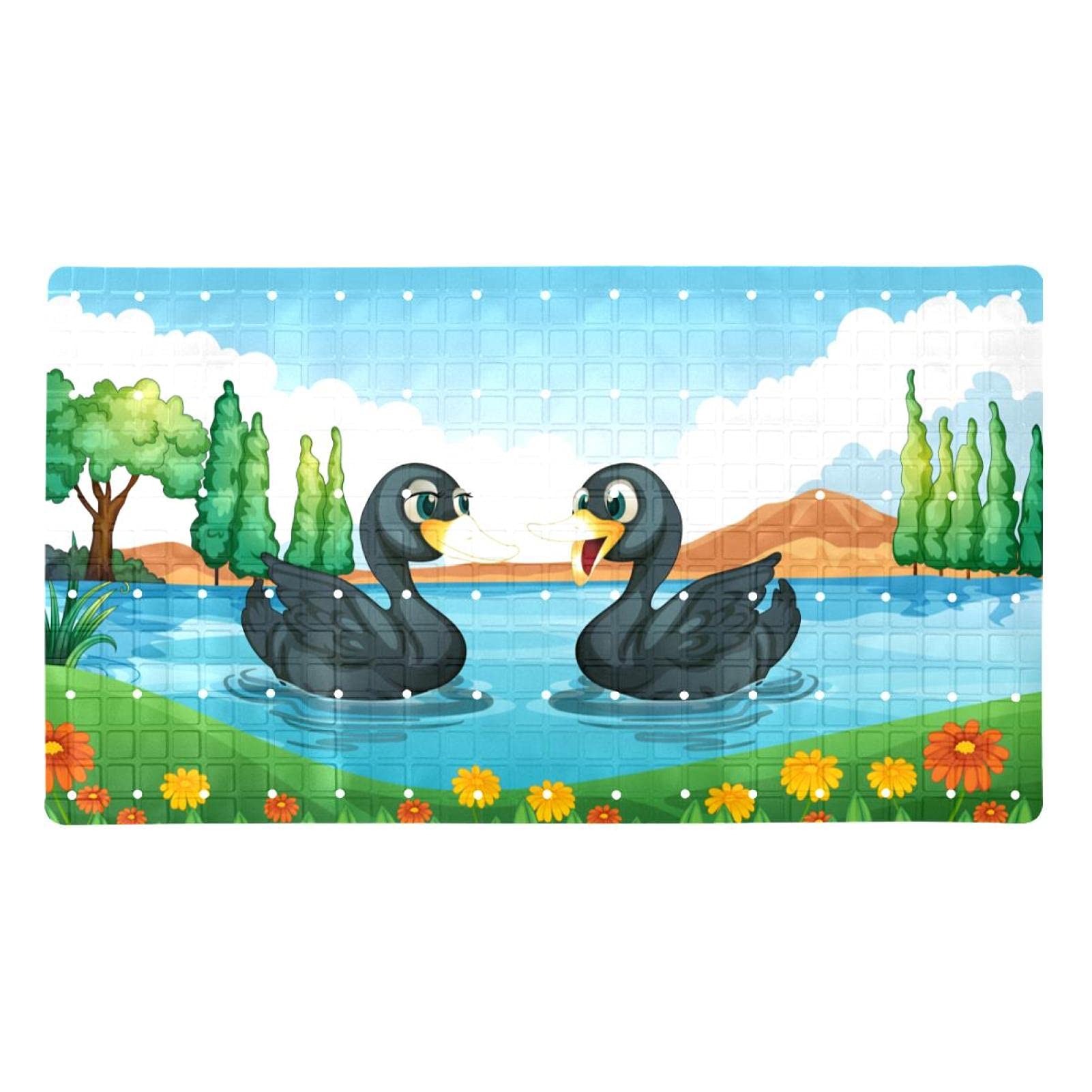 Tapis de salle de bain antidérapant avec motif canards pour douche