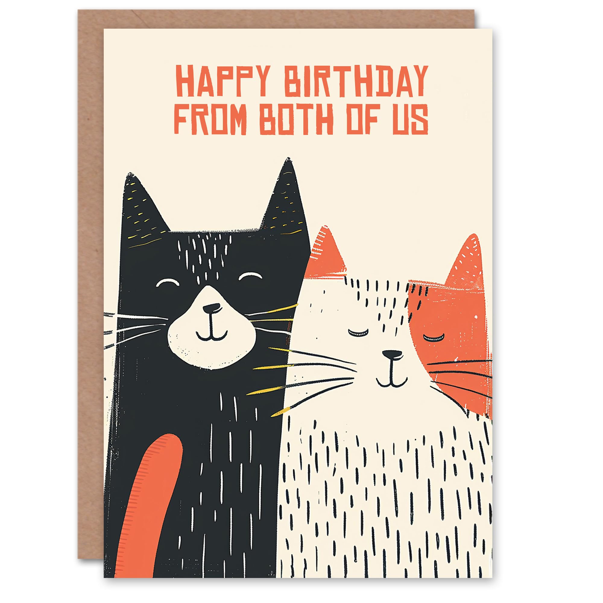 Artery8 Birthday Card From Both of Us Cute Cat Lover Design Blank Arty Art All Occasion Greeting Card
