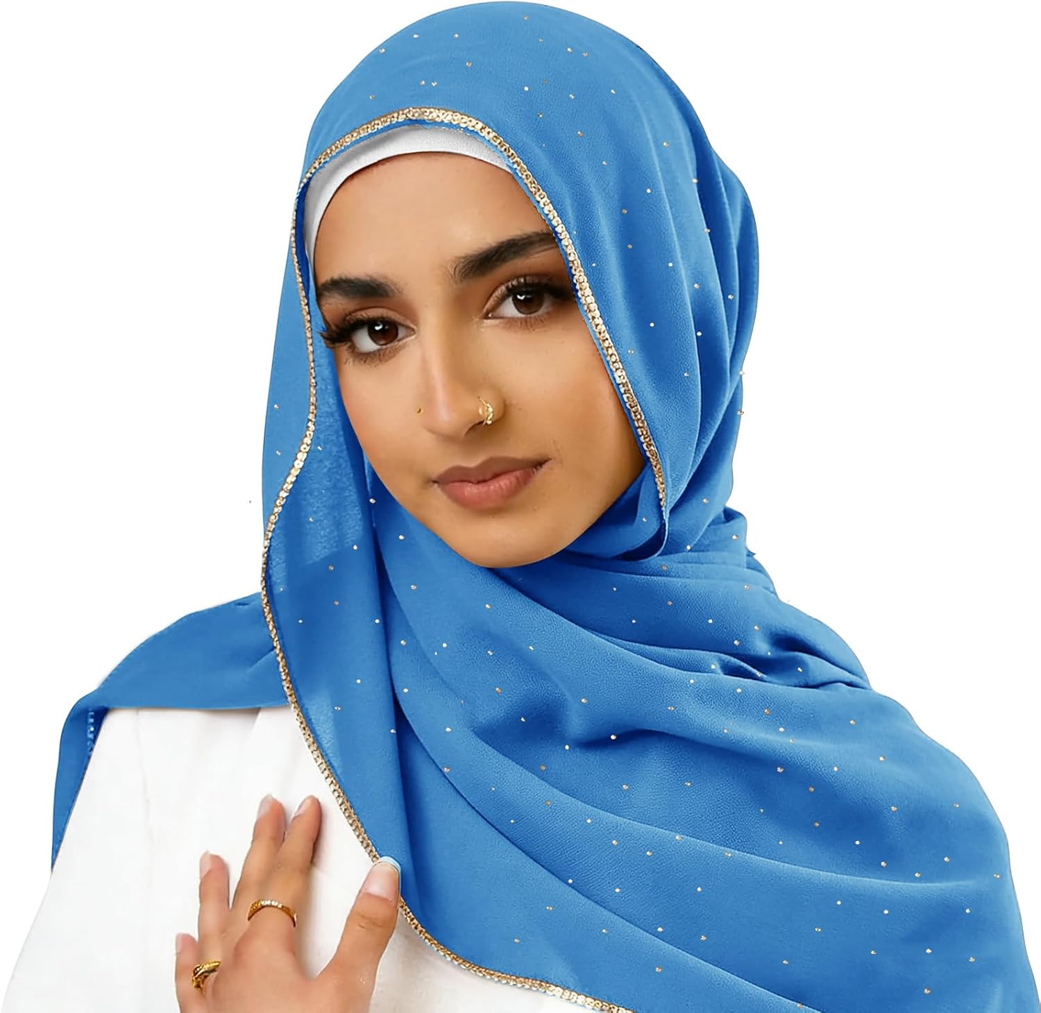 Hijab Scarf for Women Soft Chiffon Rhinestone Long Scarf Shawl Fashion Muslim Hijab Head Wrap Scarves thumbnail