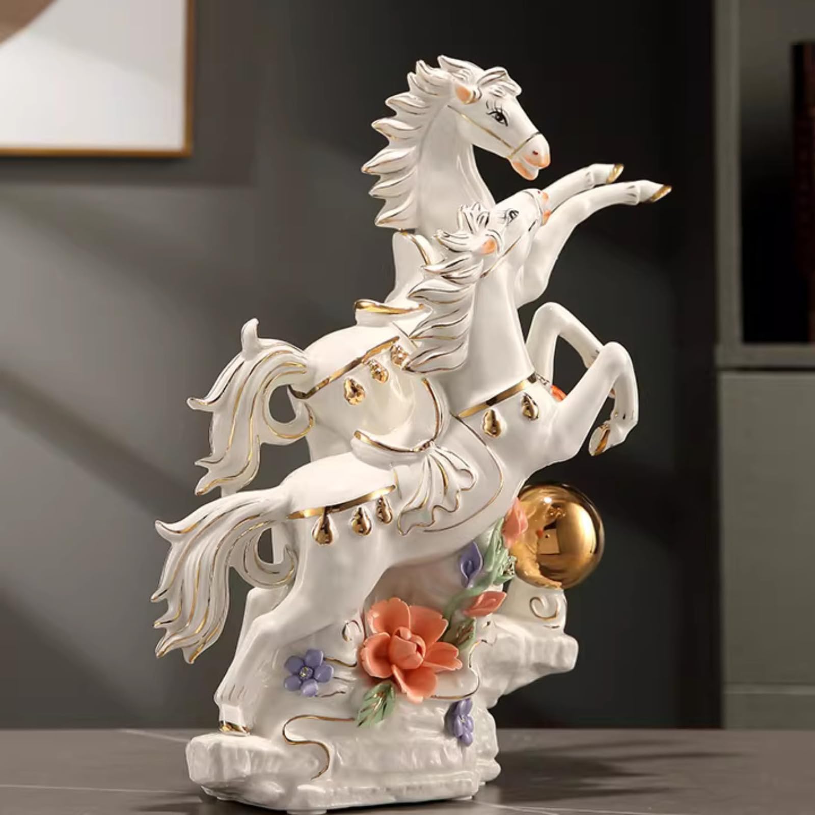Aottsd Elephant Buddha Statue Ceramic Chinese Style Living Room Tabletop Decor 19.5Cm