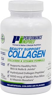 Performance Inspired Nutrition Collagen Capsules – Joint, Skin, Nails & Beauty Support – 5000mcg Biotin, Silica, Aloe Vera & Collagen Peptides – 120 Count