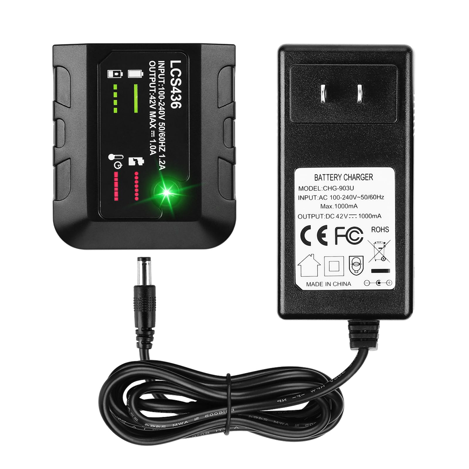 40V Battery Charger LCS36 LCS40 Replacement for Black and Decker 36v 40V Max Lithium Battery Charger LBXR36 LBX36 LBXR2036 LBX1540 LBX2040 LBX2540 Black Decker 40 Volt