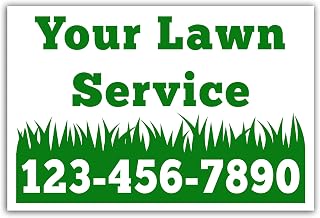 Custom Yard Signs Lawn Service 18x12" - Single Sided Print - Add Your Name & Number! Glossy, UV-Ink for Durability, Small Business Marketing (25)