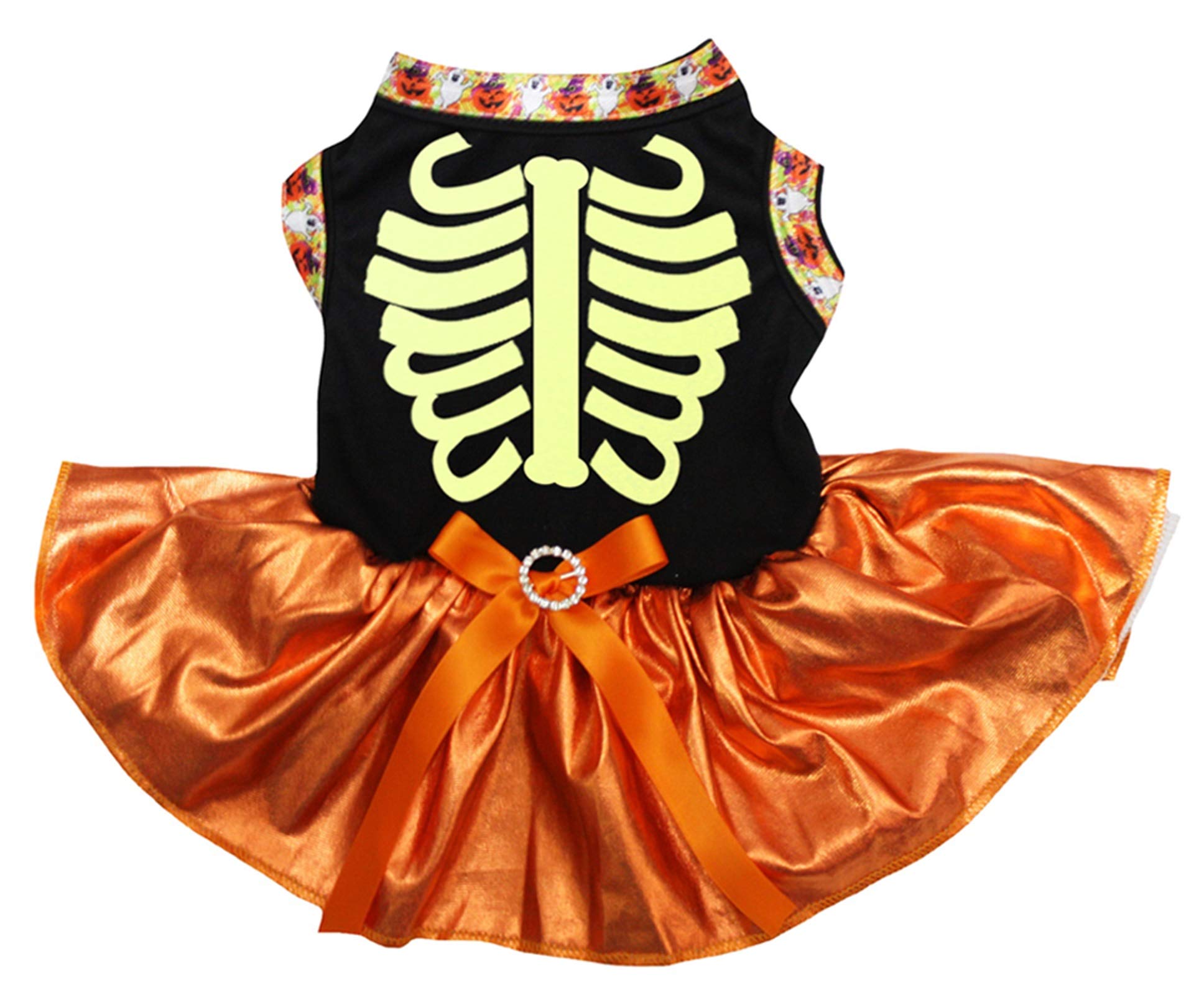 Robe pour chiot squelette lumineux noir et orange taille XXXL pour grand chien Halloween