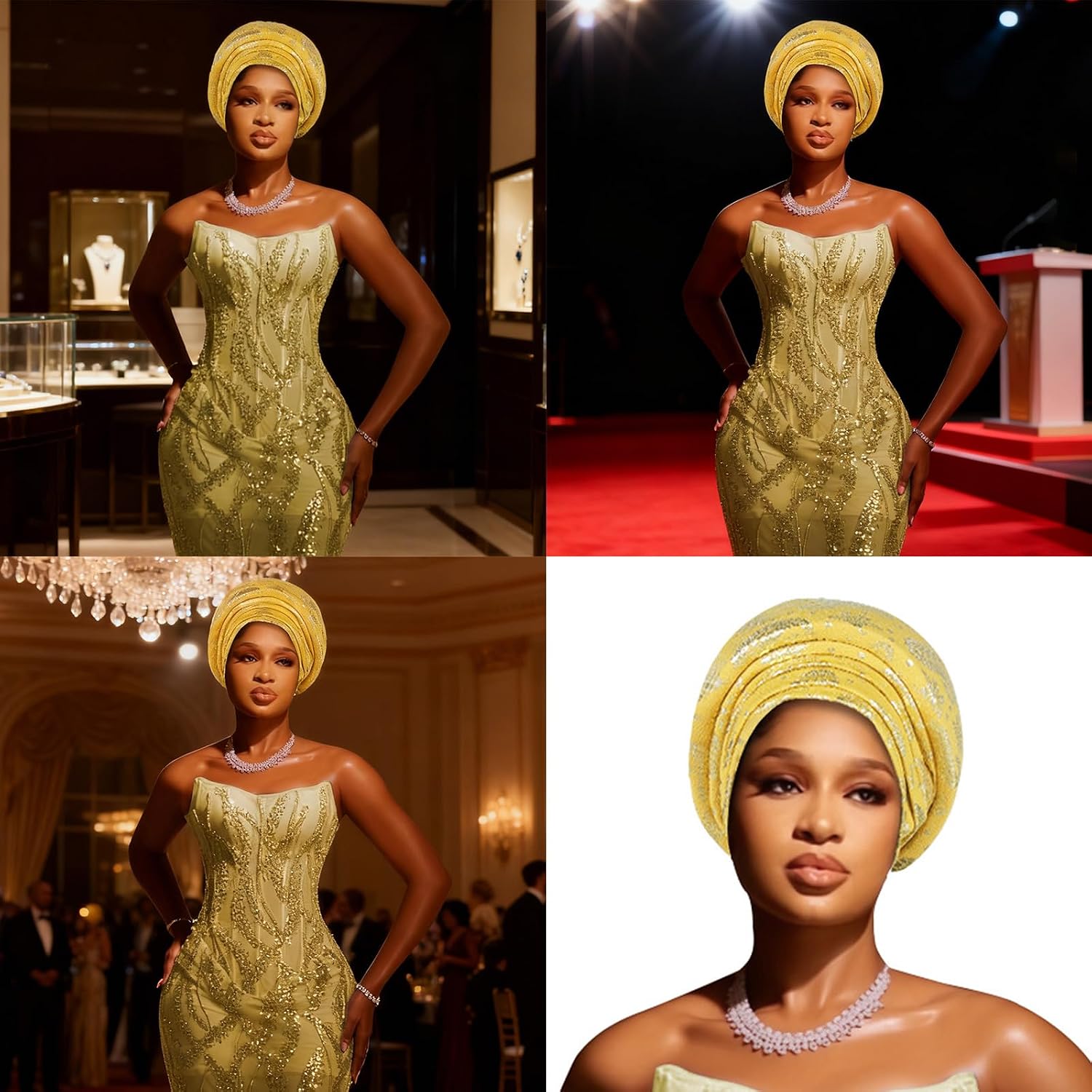 Hijab with Gold Foil Print Polyester for Cultural Celebrations Elegant Africa Women ' s Hijab