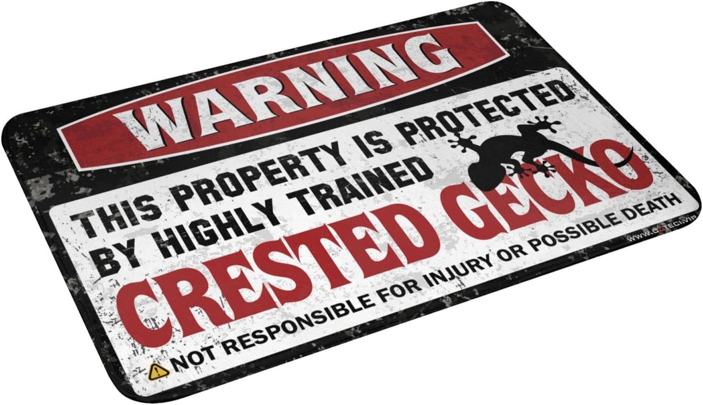 Funny Outdoor Decor Warning This Property is Protected By A Highly Trained Crested Gecko Rug Stuff for Your Room Patio Decor(65X90CM)