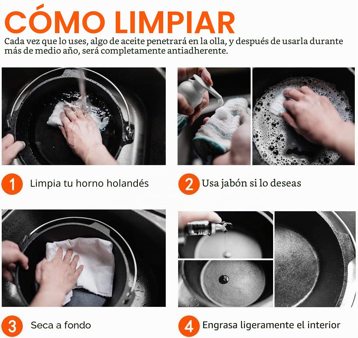 Overmont Olla Holandesa 4.73 L/ 5 Quart Cacerola de Hierro Fundido Tapa de Doble Función Sartén Plancha Pre Sazonado con Cubiertas de Manijas para Camping Cocina Casera Barbacoa Hornear