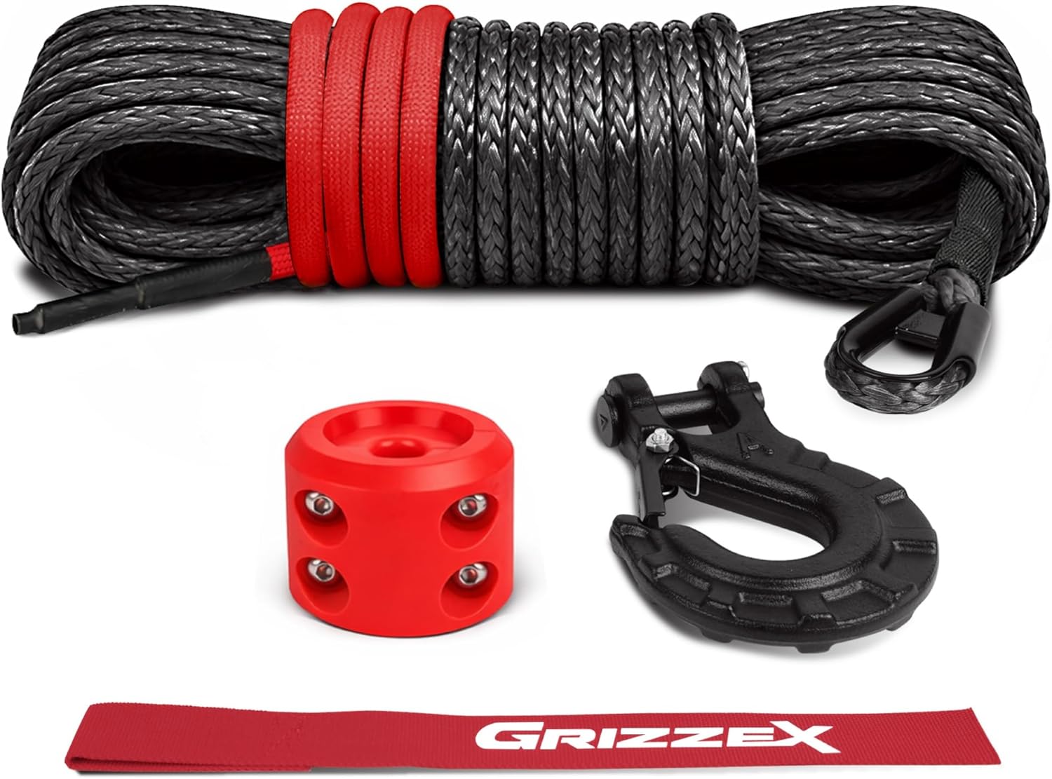 1/4" x 50ft Synthetic Winch Rope for ATV UTV Winches, Replacement Winch Rope for Perforated Drum, Black