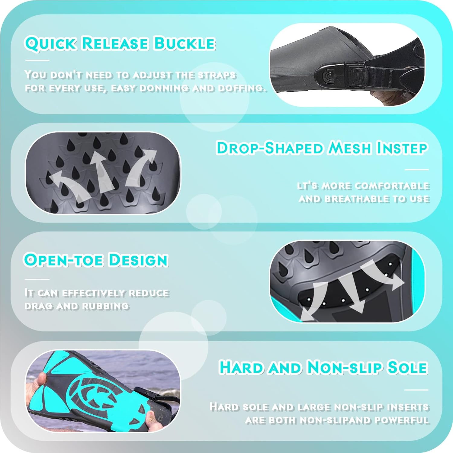 Swim Fins, Snorkel Fins Travel Size Short Adjustable for Swimming Flippers Open Heel Snorkeling Diving Fins Fit for Men, Women and Kids