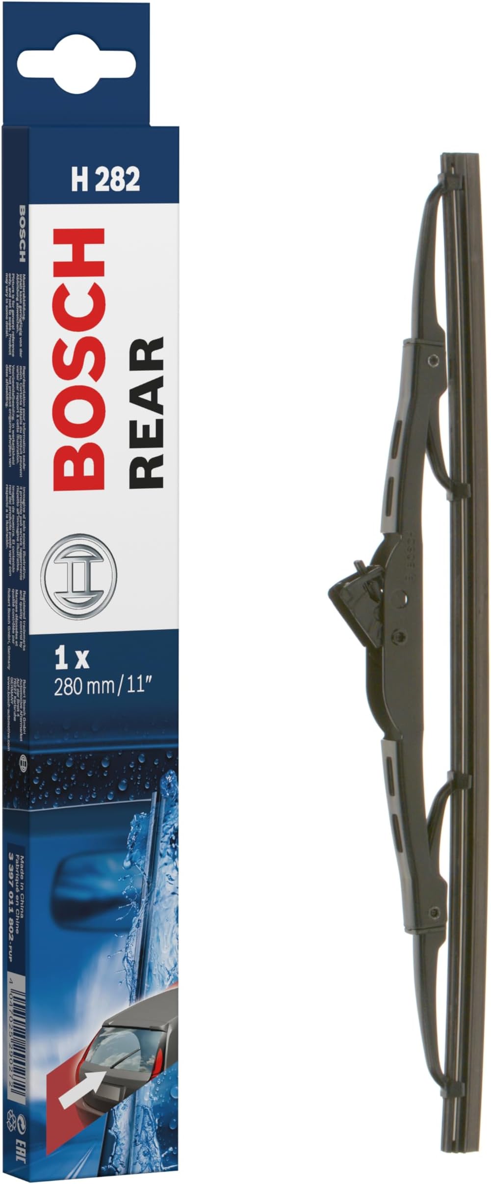 Bosch Rear Wiper H 282 - Excellent Cleaning Performance - Replacement Blade for Back Windscreen - 1 Blade, 280mm