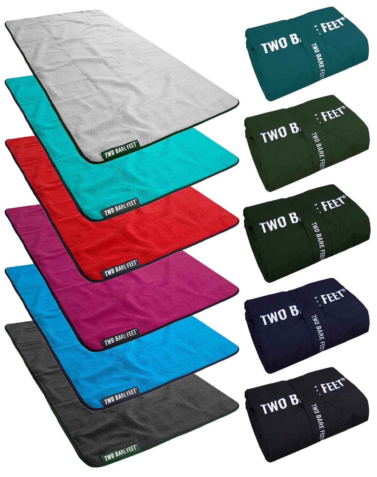 Two Bare Feet Black/Teal Sherpa Lined Waterproof Beach Travel Blanket – Warm, Cozy, Windproof Outdoor Blanket For Camping, Picnics, Hiking & Beach Days – Portable & Lightweight (, 145Cm X 80Cm)