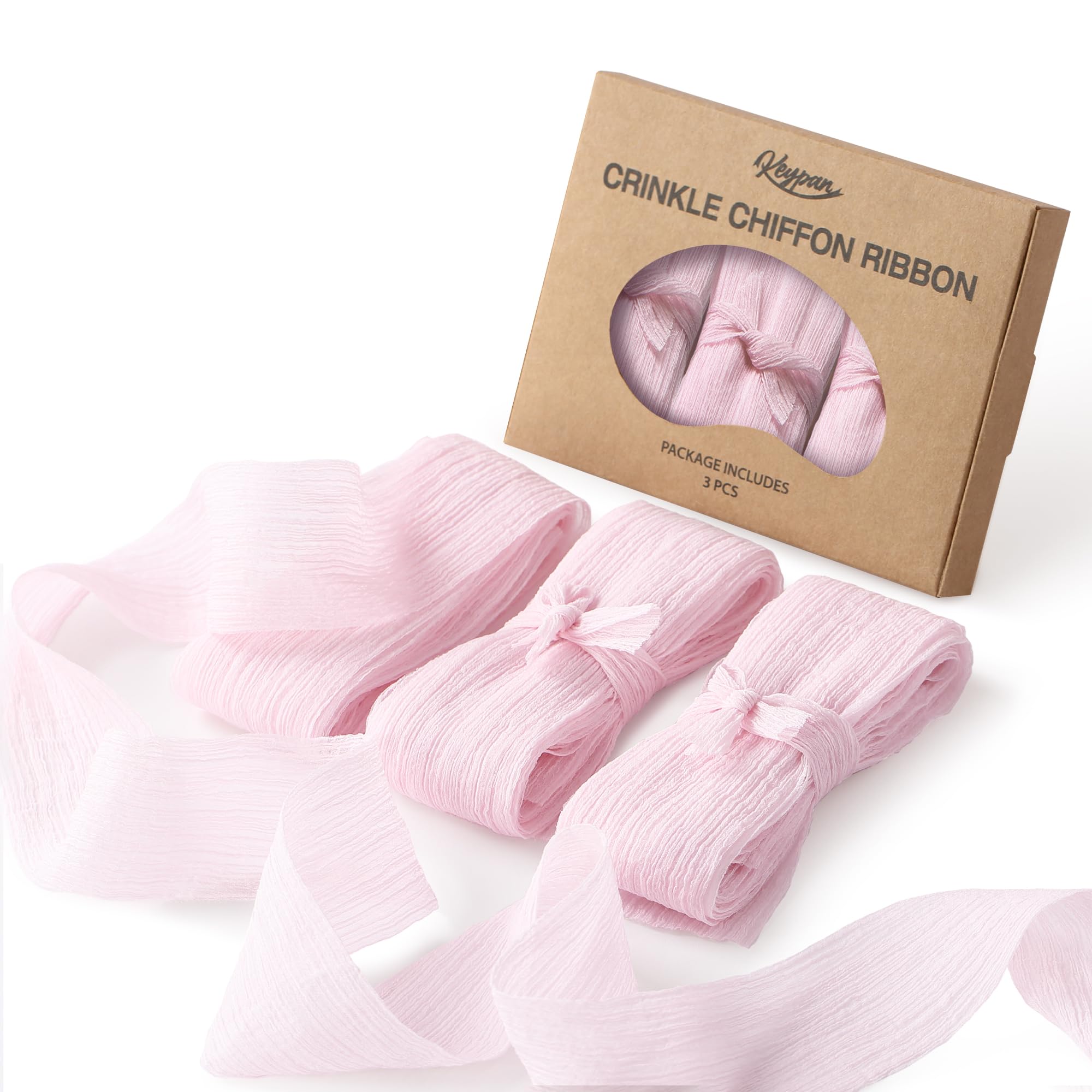 DORIS HOME Ruban En Mousseline De Soie Pour Bouquet De Fleurs, Rose Et Rose Poudré Pour Emballage Cadeau, Ruban Effiloché Fait à La Main Pour